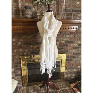 Cabi White Linen Long Spring Scarf NWT